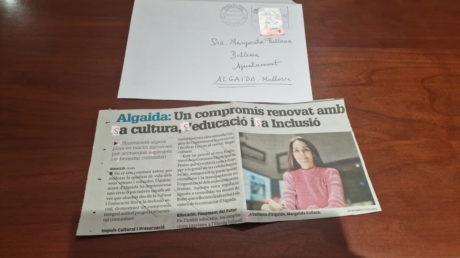 La batlessa d’Algaida rep una carta anònima que l’insta a emprar l’article salat