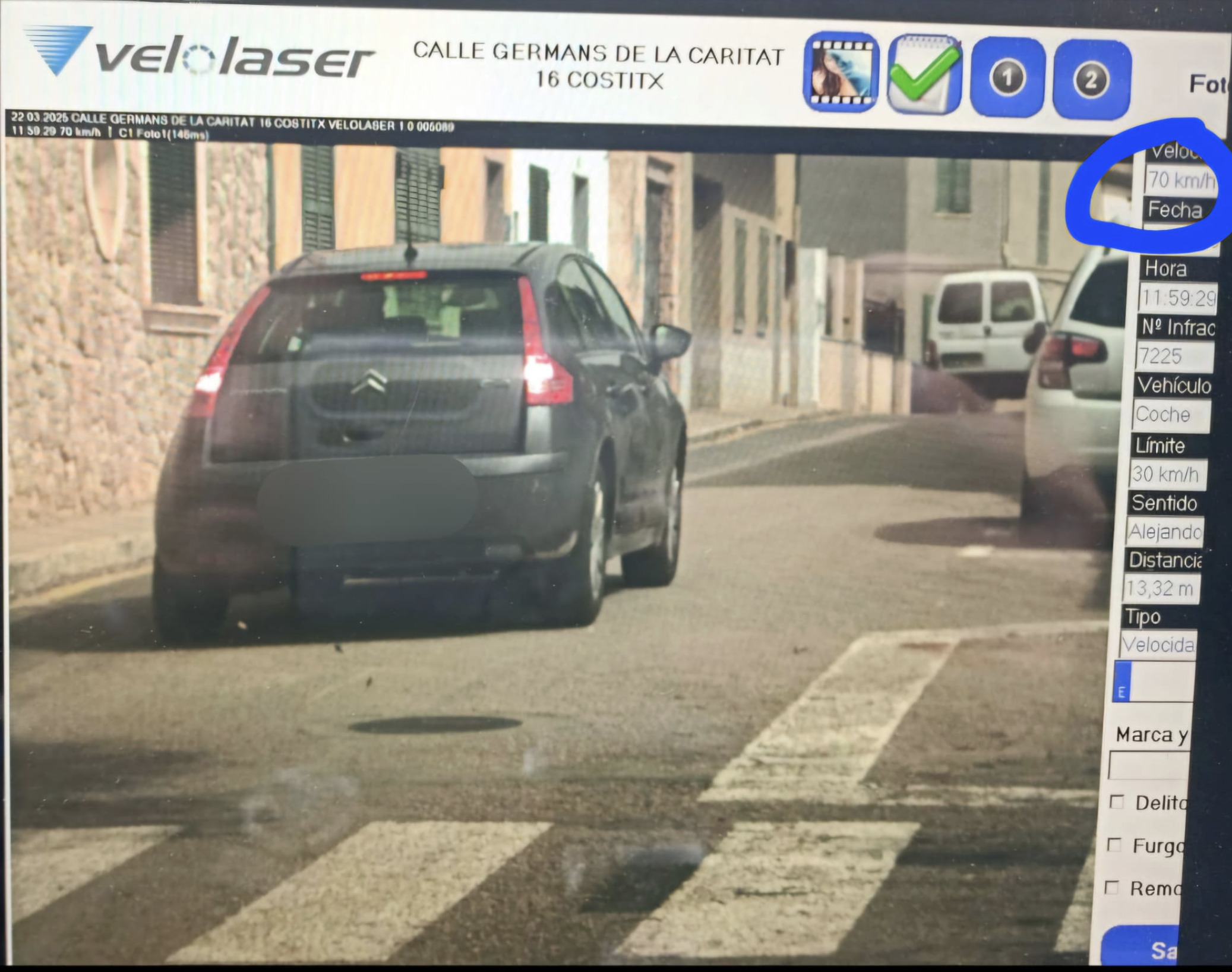 La Policia Local de Costitx multa un vehicle que doblava la velocitat permesa en un carrer a prop de l’escola